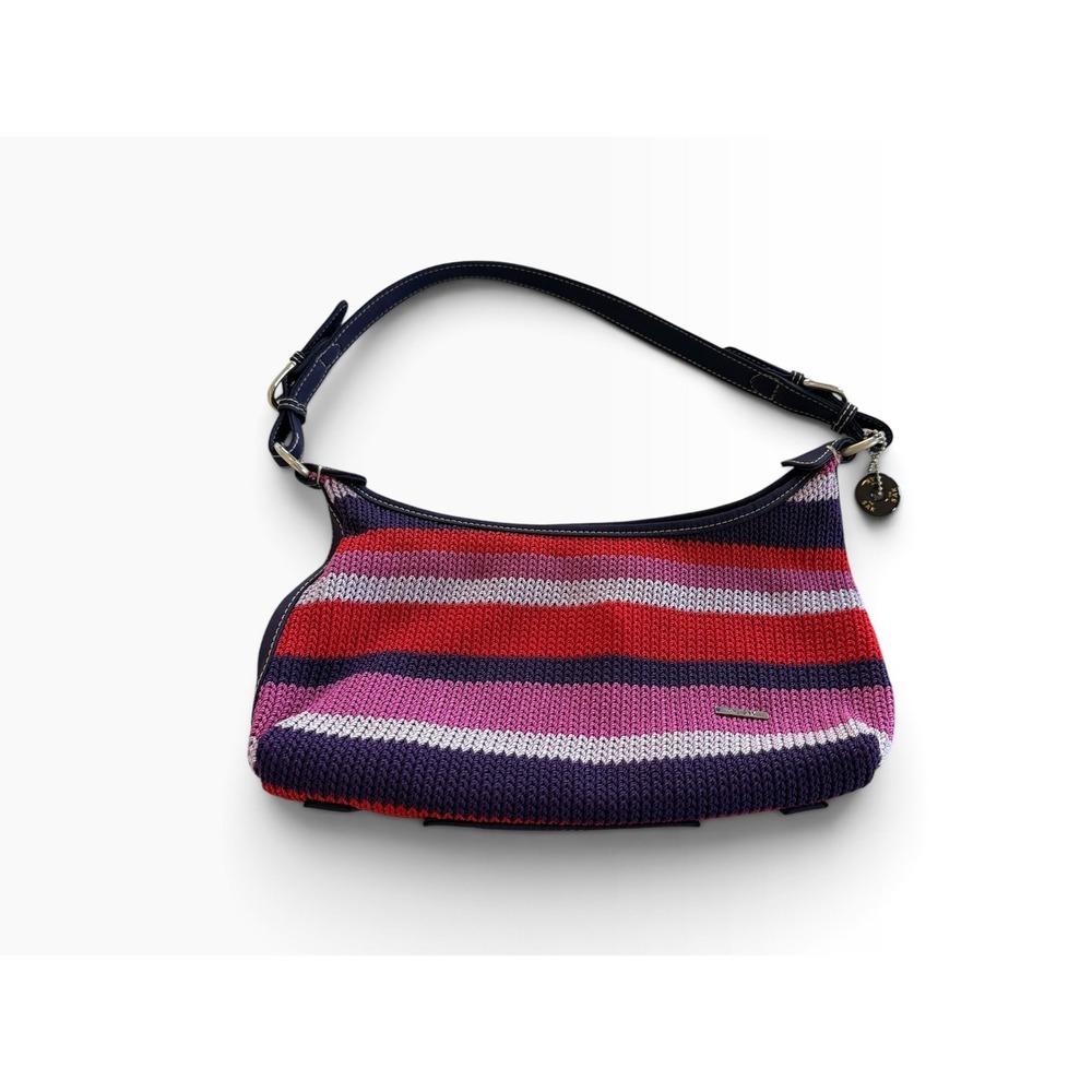 The Sak Crochet Striped Hobo Bag Purple Red Pink Shoulder Bag Vintage Style